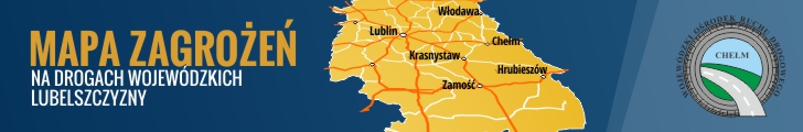 Baner "Mapa zagrożeń na wojewódzkich drogach lubelszczyzny"
